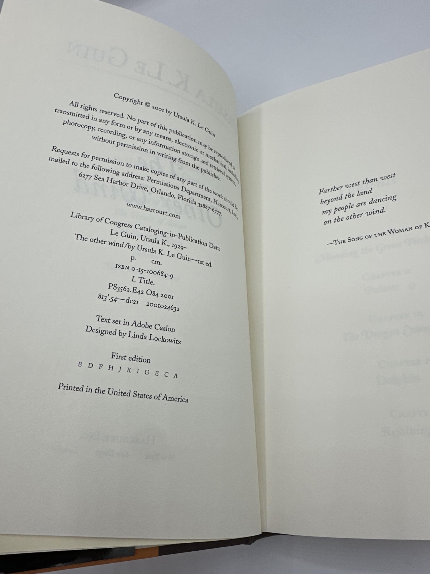 The Other Wind Ursula K. Le Guin Stated First Edition,